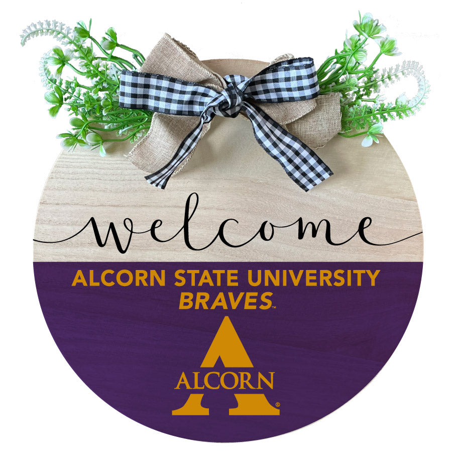 Alcorn State Braves Wooden Wreath Welcome Sign Officially Licensed Collegiate Product Single