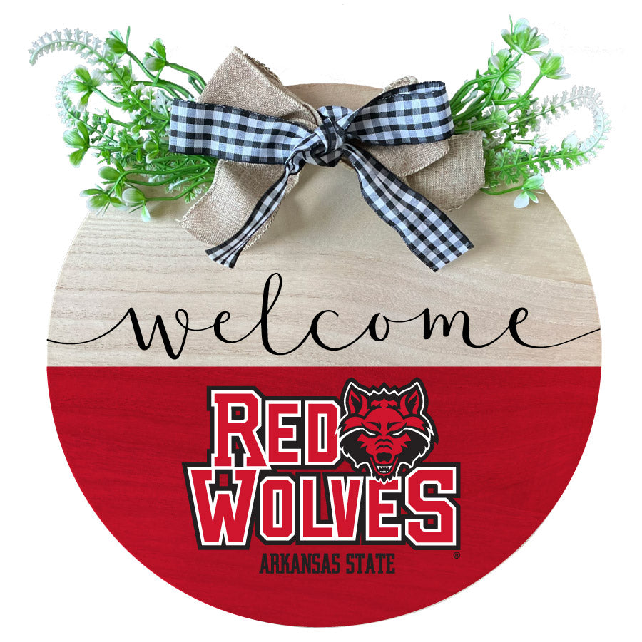 Arkansas State Wooden Wreath Welcome Sign Officially Licensed Collegiate Product Single