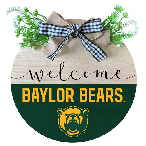 Baylor Bears Wooden Wreath Welcome Sign Officially Licensed Collegiate Product Single