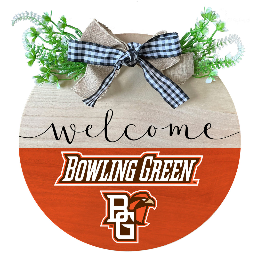 Bowling Green Falcons Wooden Wreath Welcome Sign Officially Licensed Collegiate Product Single