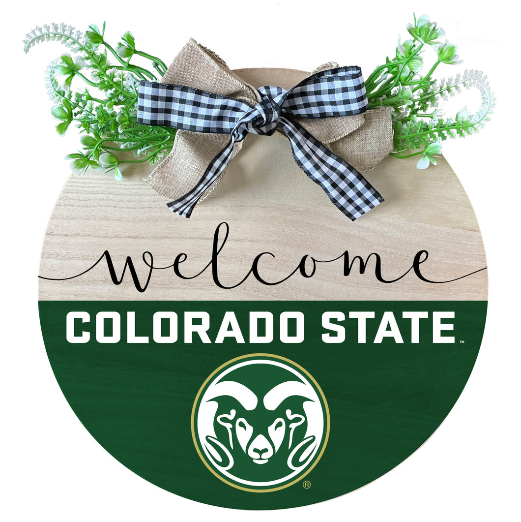 Colorado State Rams Wooden Wreath Welcome Sign Officially Licensed Collegiate Product 2-Pack