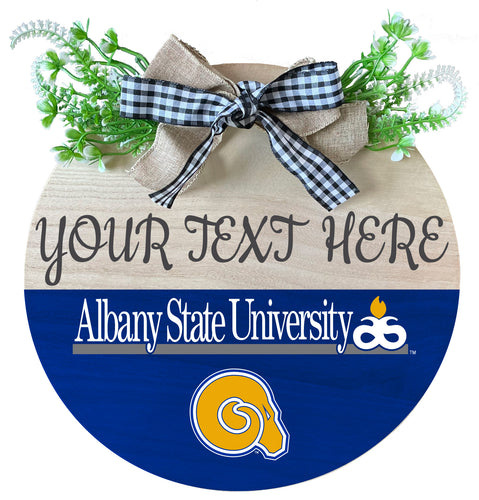 Albany State University Customizable Wooden Wreath Welcome Sign Officially Licensed Collegiate Product Single