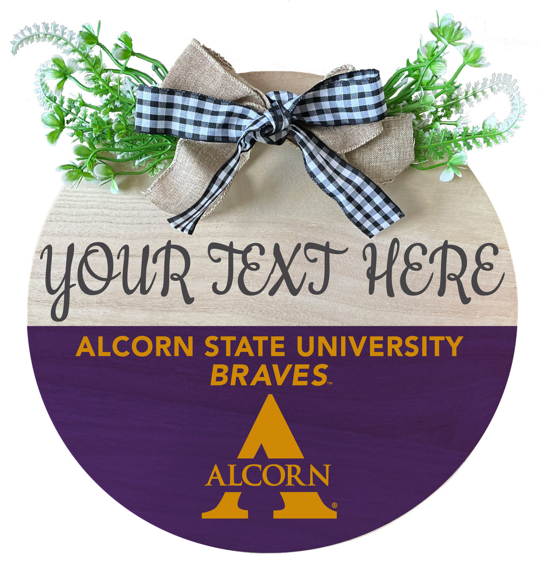 Alcorn State Braves Customizable Wooden Wreath Welcome Sign Officially Licensed Collegiate Product 2-Pack