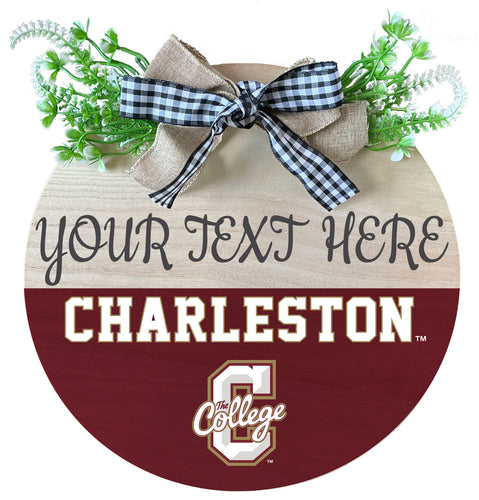 College of Charleston Customizable Wooden Wreath Welcome Sign Officially Licensed Collegiate Product Single