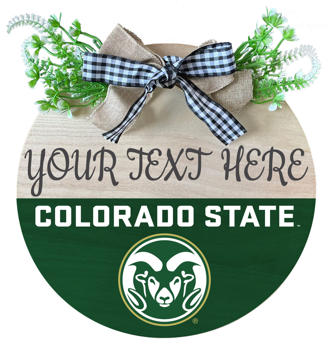 Colorado State Rams Customizable Wooden Wreath Welcome Sign Officially Licensed Collegiate Product Single