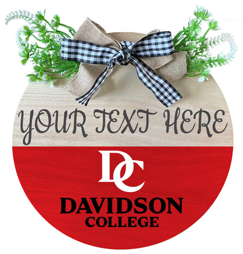 Davidson College Customizable Wooden Wreath Welcome Sign Officially Licensed Collegiate Product Single