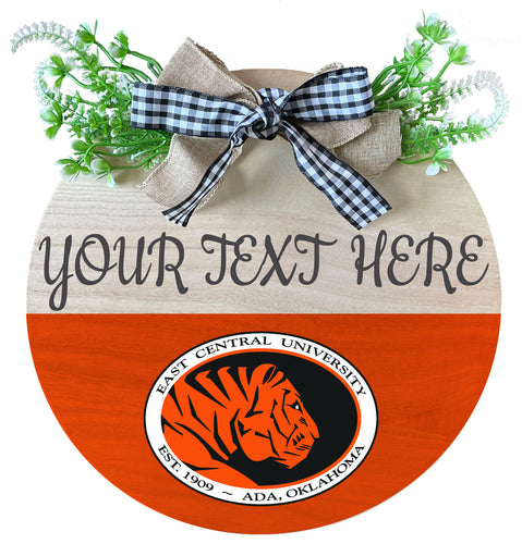 East Central University Tigers Customizable Wooden Wreath Welcome Sign Officially Licensed Collegiate Product Single