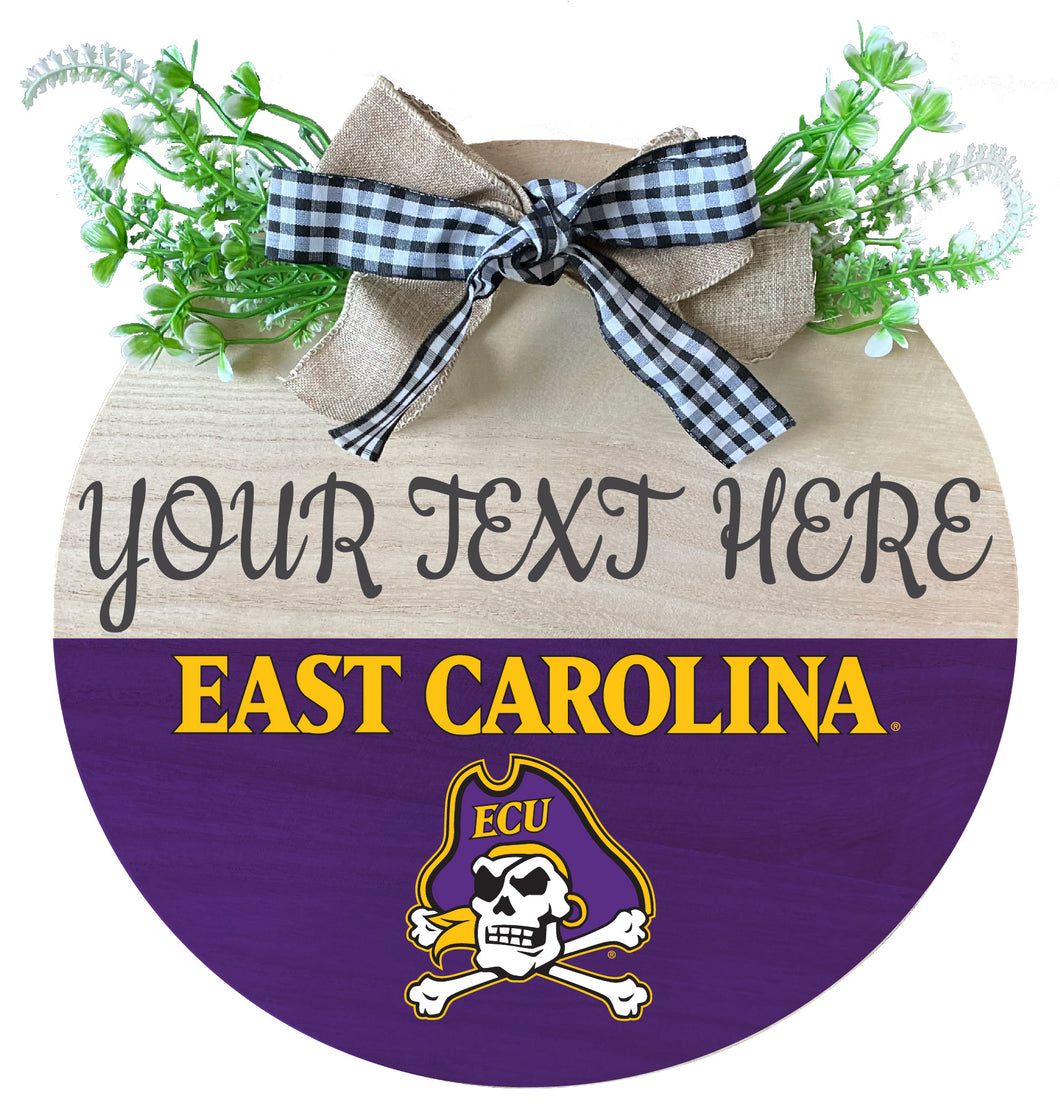 East Carolina Pirates Customizable Wooden Wreath Welcome Sign Officially Licensed Collegiate Product Single