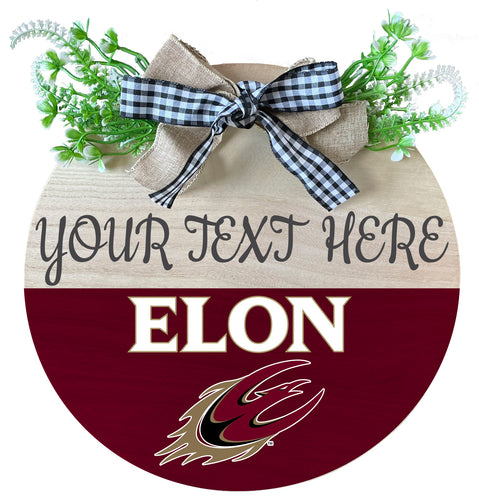 Elon University Customizable Wooden Wreath Welcome Sign Officially Licensed Collegiate Product 2-Pack