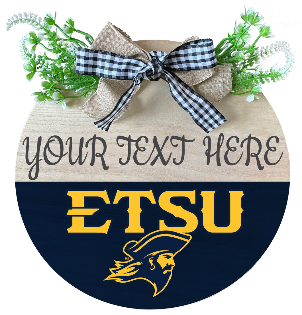 East Tennessee State University Customizable Wooden Wreath Welcome Sign Officially Licensed Collegiate Product Single