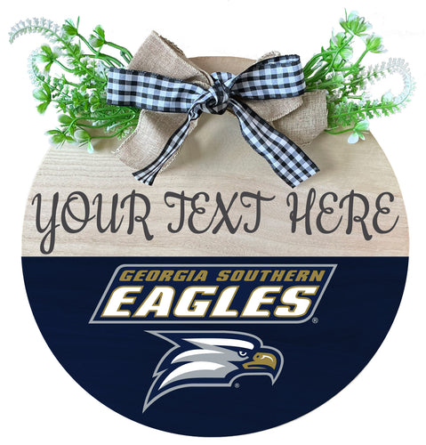 Georgia Southern Eagles Customizable Wooden Wreath Welcome Sign Officially Licensed Collegiate Product Single