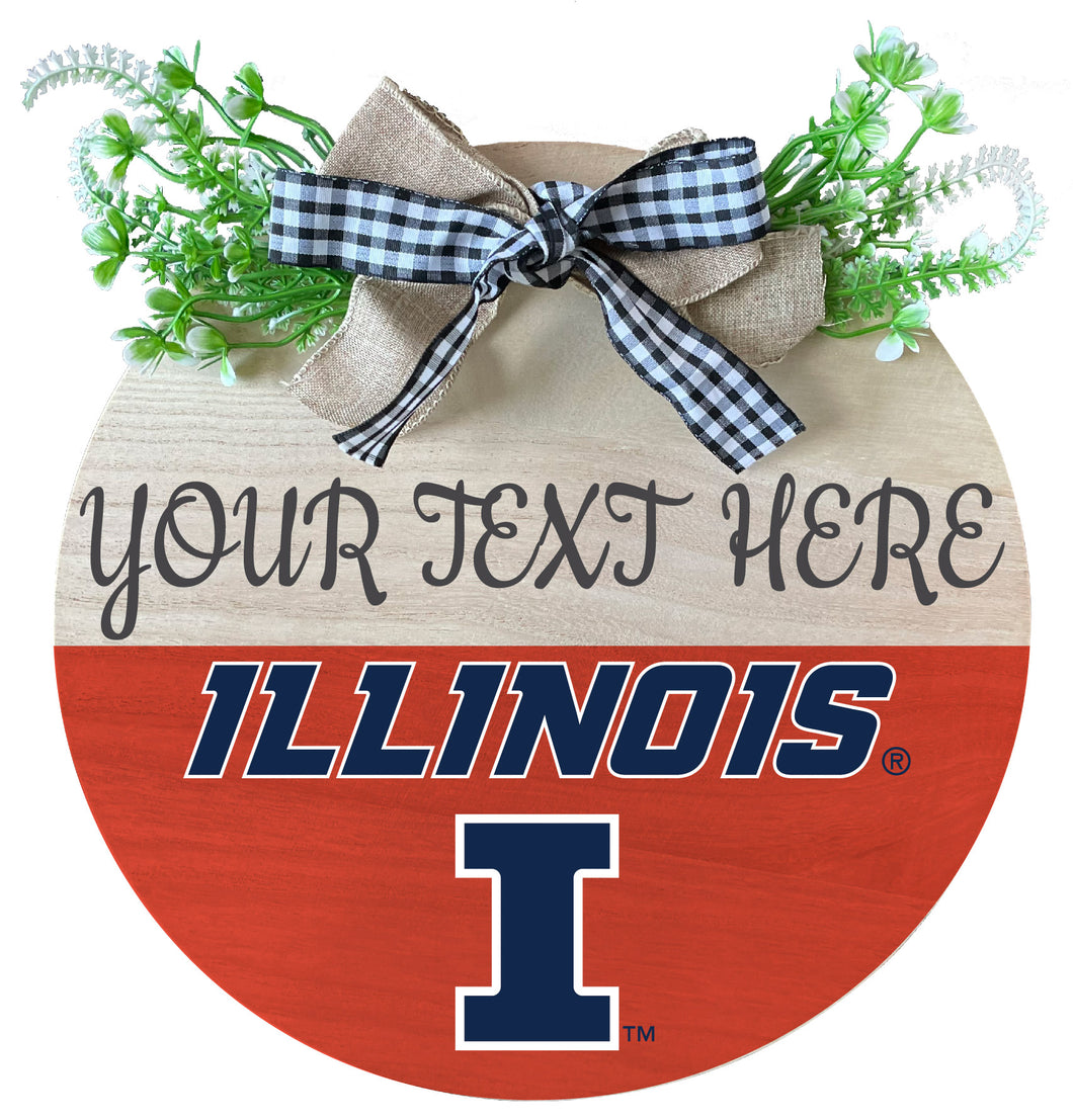 Illinois Fighting Illini Customizable Wooden Wreath Welcome Sign Officially Licensed Collegiate Product Single