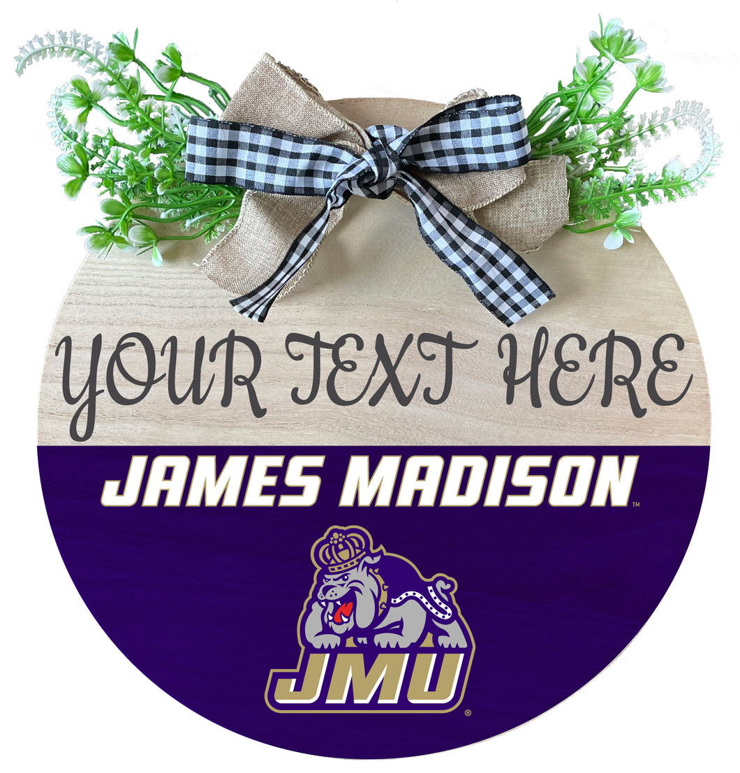 James Madison Dukes Customizable Wooden Wreath Welcome Sign Officially Licensed Collegiate Product Single