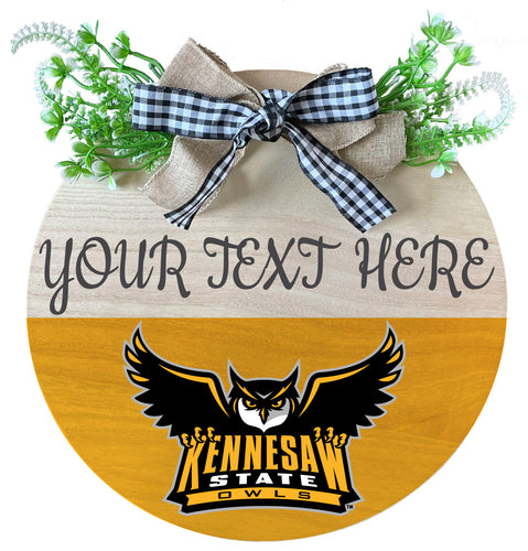 Kennesaw State University Customizable Wooden Wreath Welcome Sign Officially Licensed Collegiate Product Single