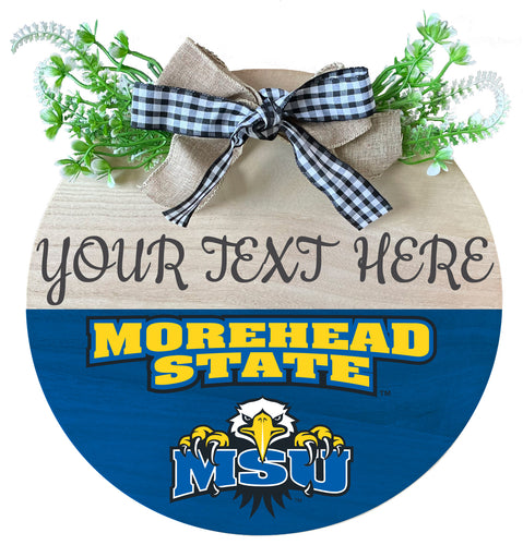 Morehead State University Customizable Wooden Wreath Welcome Sign Officially Licensed Collegiate Product Single