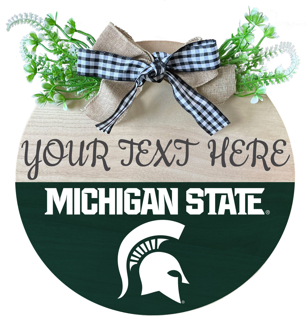 Michigan State Spartans Customizable Wooden Wreath Welcome Sign Officially Licensed Collegiate Product 2-Pack