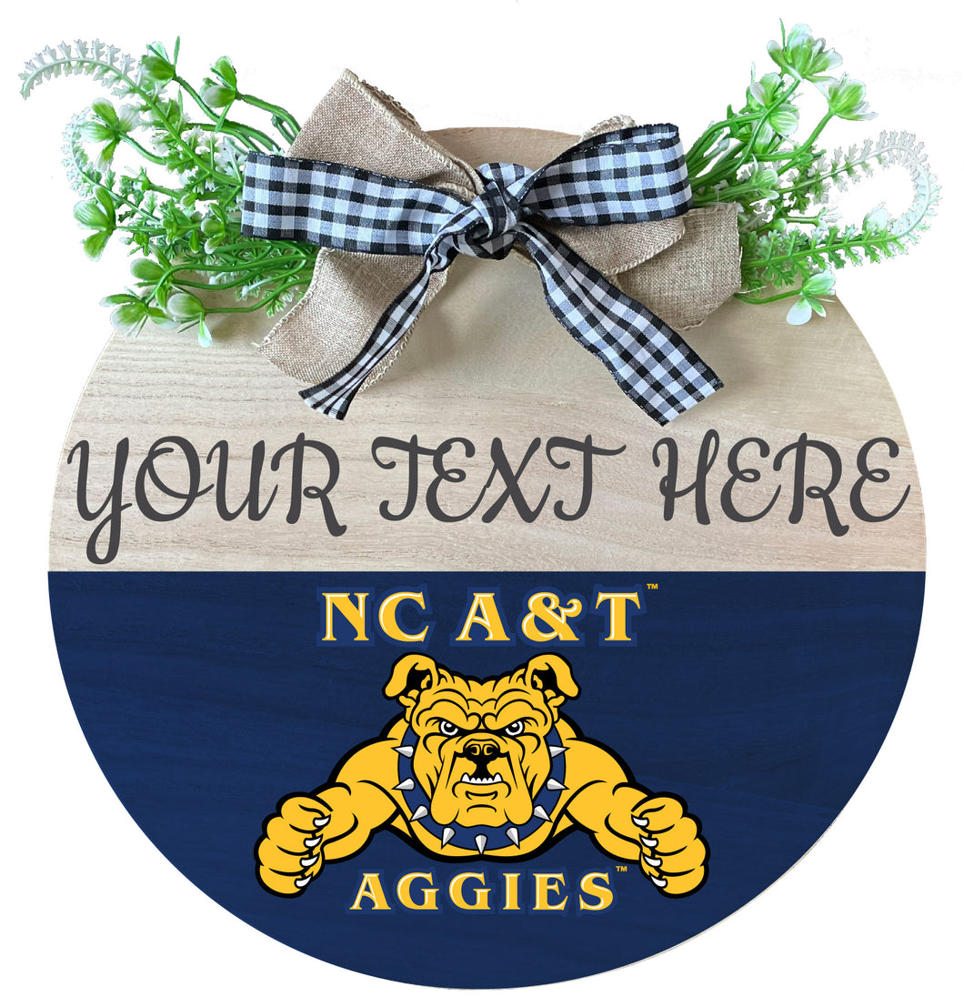 North Carolina A&T State Aggies Customizable Wooden Wreath Welcome Sign Officially Licensed Collegiate Product Single