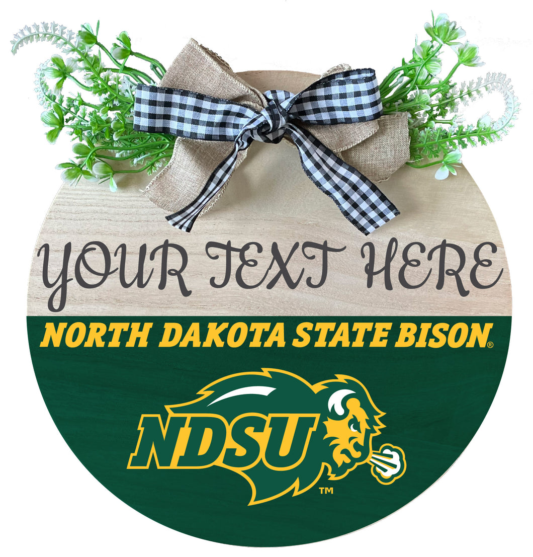 North Dakota State Bison Customizable Wooden Wreath Welcome Sign Officially Licensed Collegiate Product Single