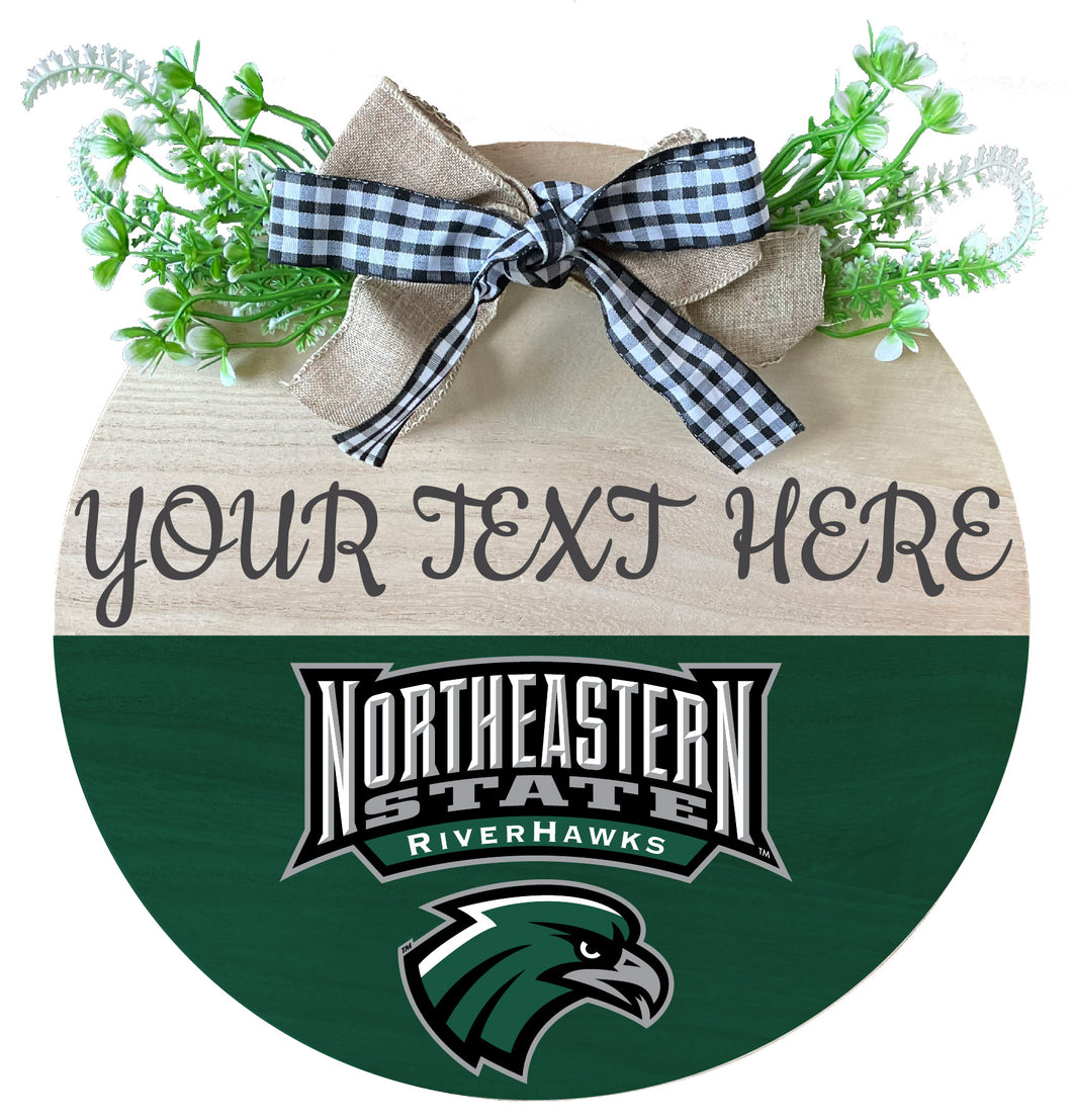 Northeastern State University Riverhawks Customizable Wooden Wreath Welcome Sign Officially Licensed Collegiate Product 2-Pack