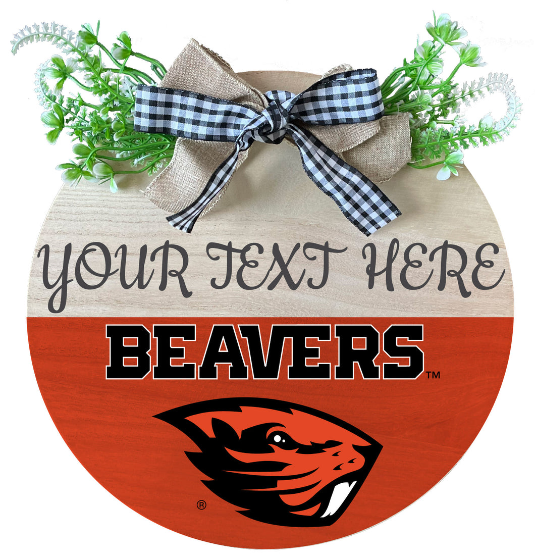 Oregon State Beavers Customizable Wooden Wreath Welcome Sign Officially Licensed Collegiate Product Single