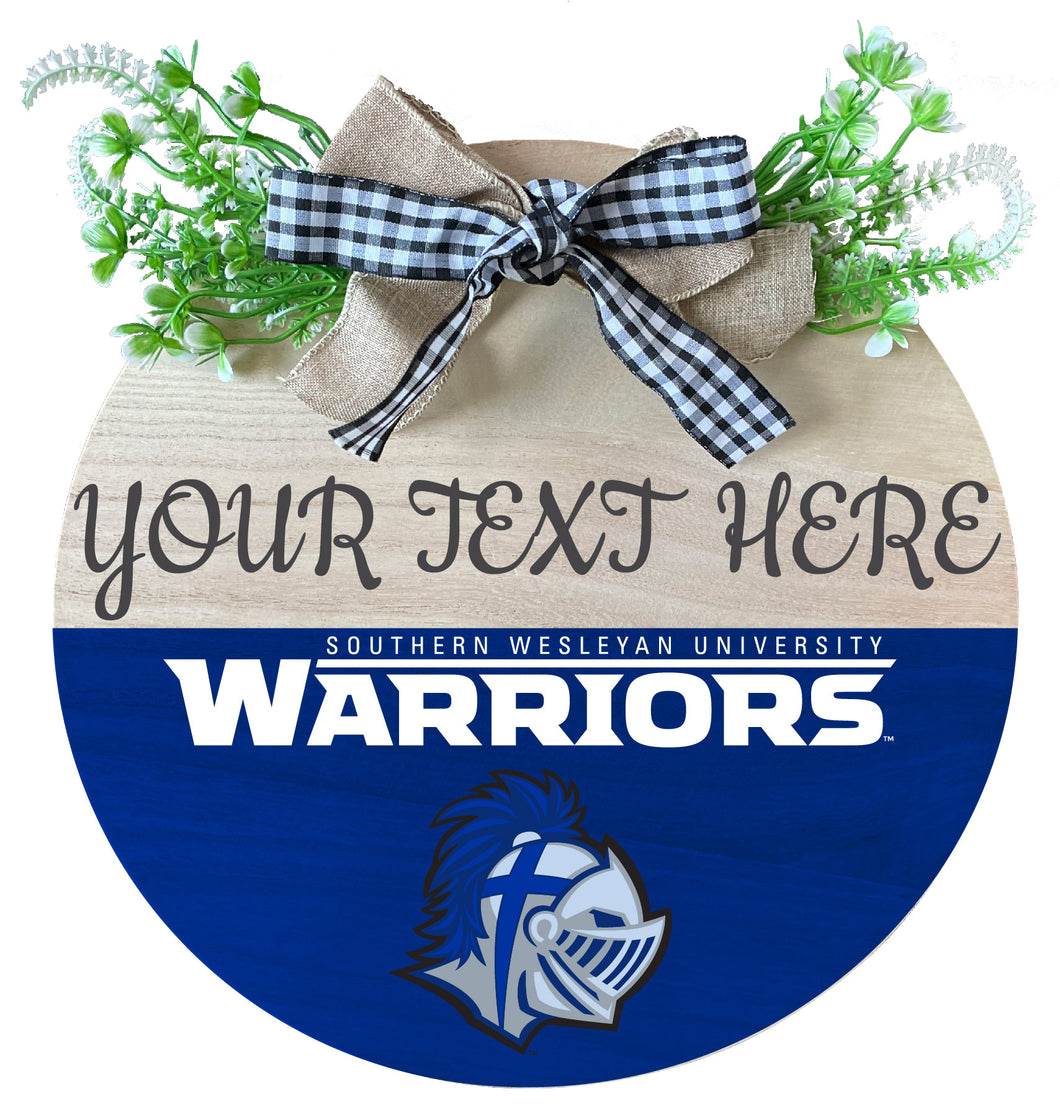 Southern Wesleyan University Customizable Wooden Wreath Welcome Sign Officially Licensed Collegiate Product Single