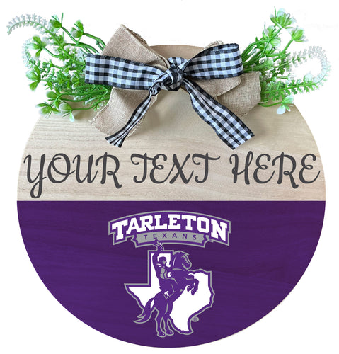 Tarleton State University Customizable Wooden Wreath Welcome Sign Officially Licensed Collegiate Product Single