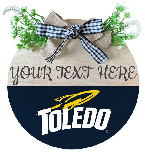 Toledo Rockets Customizable Wooden Wreath Welcome Sign Officially Licensed Collegiate Product Single