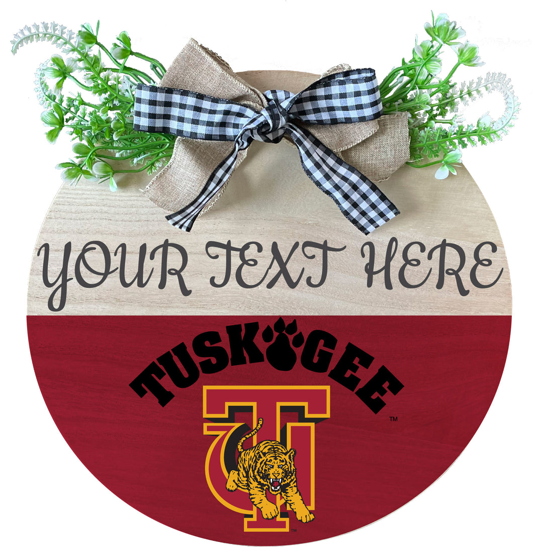 Tuskegee University Customizable Wooden Wreath Welcome Sign Officially Licensed Collegiate Product Single