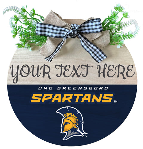 North Carolina Greensboro Spartans Customizable Wooden Wreath Welcome Sign Officially Licensed Collegiate Product 2-Pack