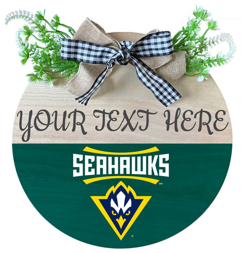 North Carolina Wilmington Seahawks Customizable Wooden Wreath Welcome Sign Officially Licensed Collegiate Product Single