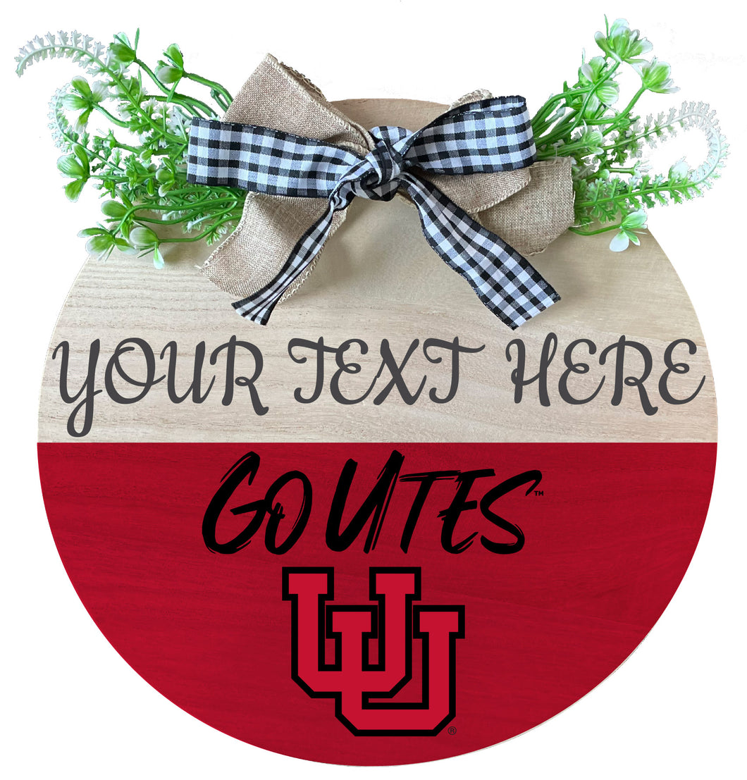 Utah Utes Customizable Wooden Wreath Welcome Sign Officially Licensed Collegiate Product Single