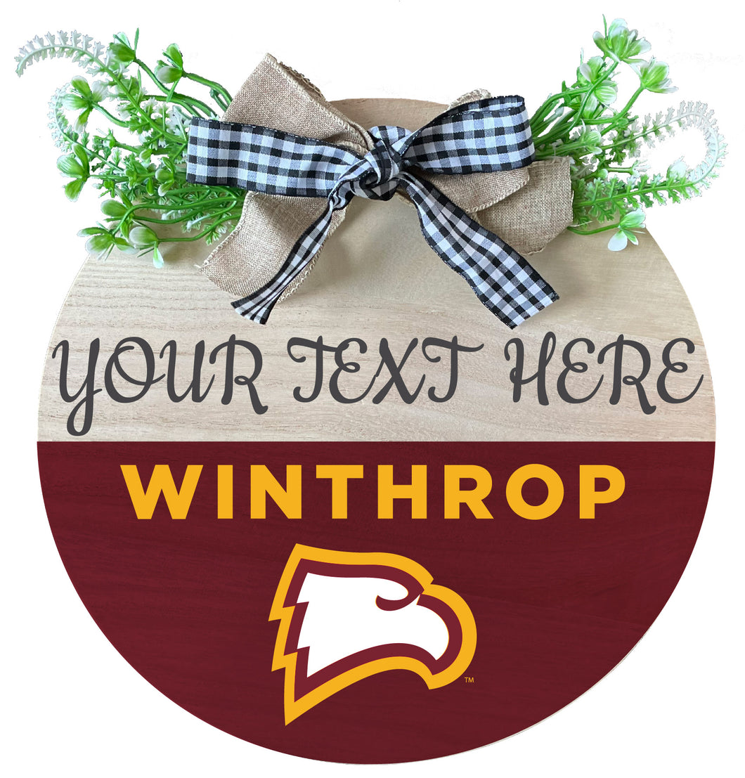 Winthrop University Customizable Wooden Wreath Welcome Sign Officially Licensed Collegiate Product Single