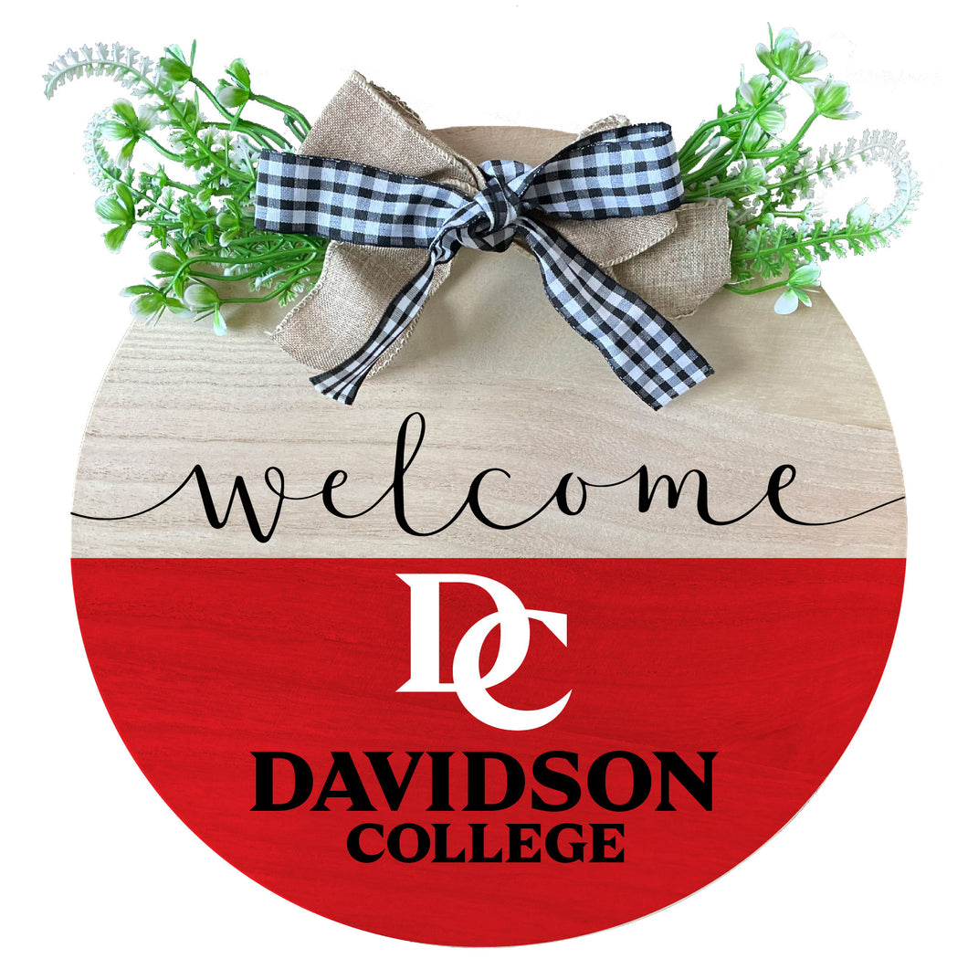 Davidson College Wooden Wreath Welcome Sign Officially Licensed Collegiate Product Single