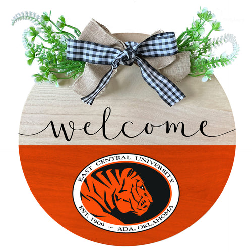 East Central University Tigers Wooden Wreath Welcome Sign Officially Licensed Collegiate Product 2-Pack