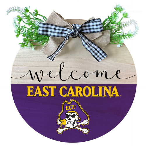 East Carolina Pirates Wooden Wreath Welcome Sign Officially Licensed Collegiate Product 2-Pack