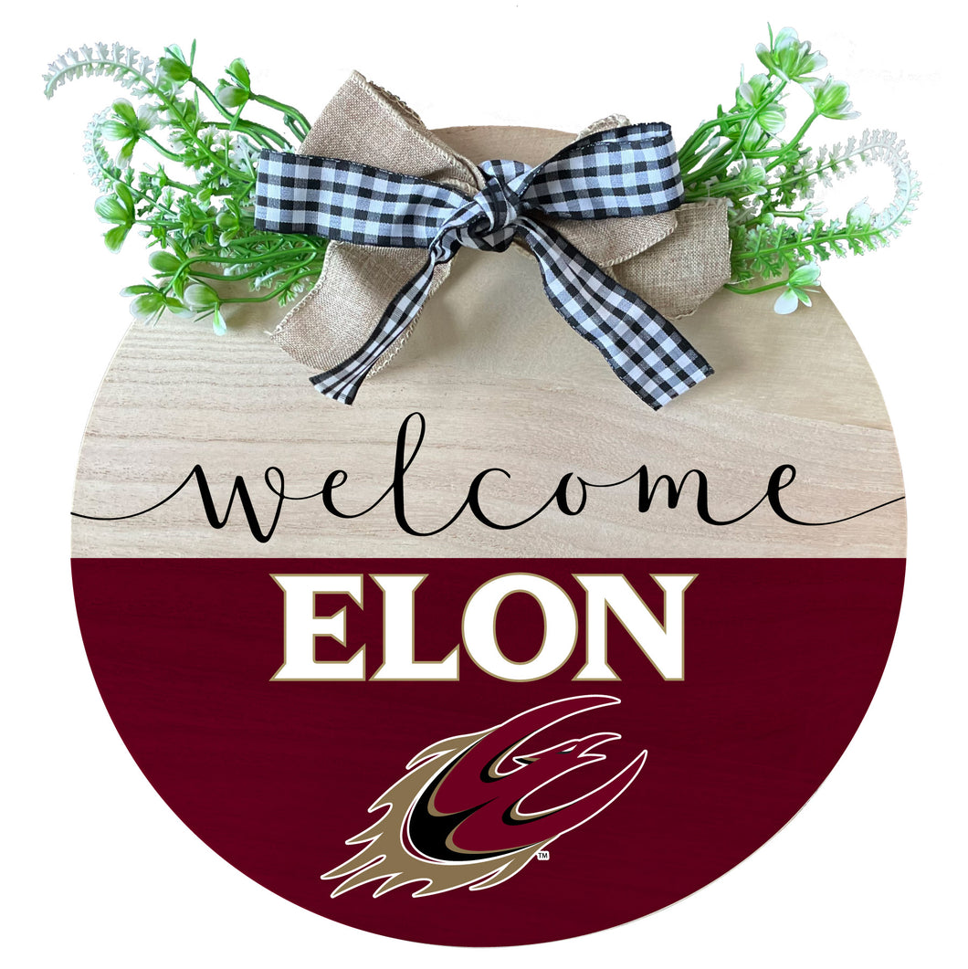 Elon University Wooden Wreath Welcome Sign Officially Licensed Collegiate Product Single