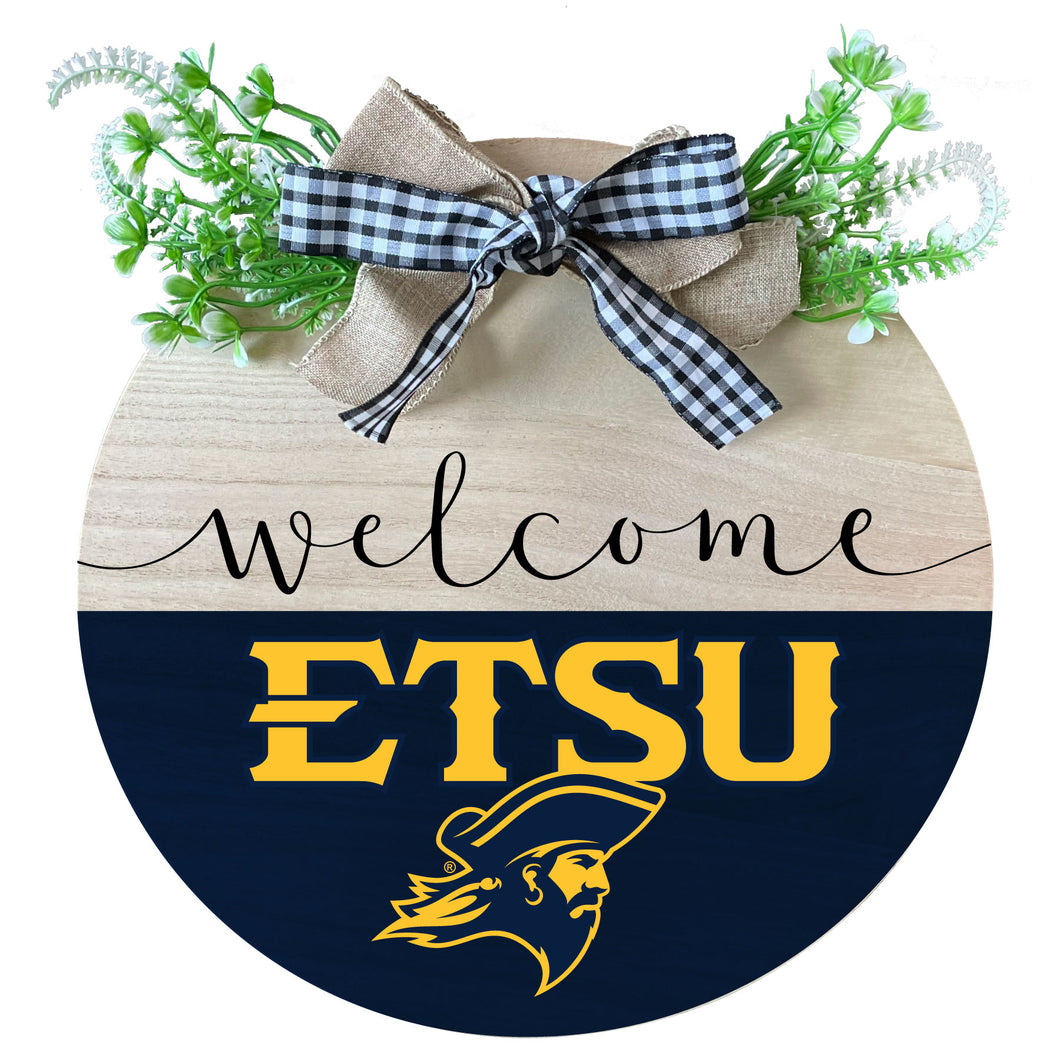 East Tennessee State University Wooden Wreath Welcome Sign Officially Licensed Collegiate Product Single