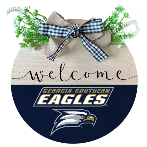 Georgia Southern Eagles Wooden Wreath Welcome Sign Officially Licensed Collegiate Product Single