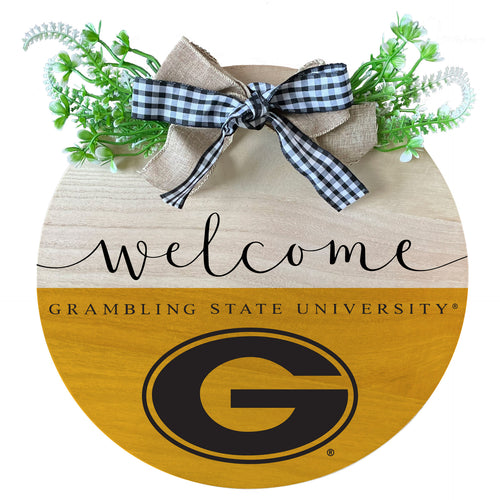 Grambling State Tigers Wooden Wreath Welcome Sign Officially Licensed Collegiate Product 2-Pack