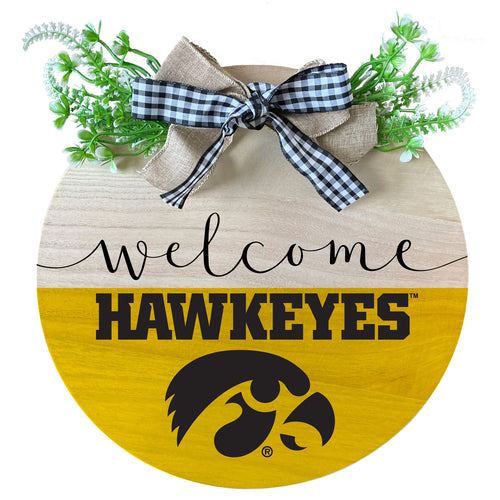 Iowa Hawkeyes Wooden Wreath Welcome Sign Officially Licensed Collegiate Product 2-Pack