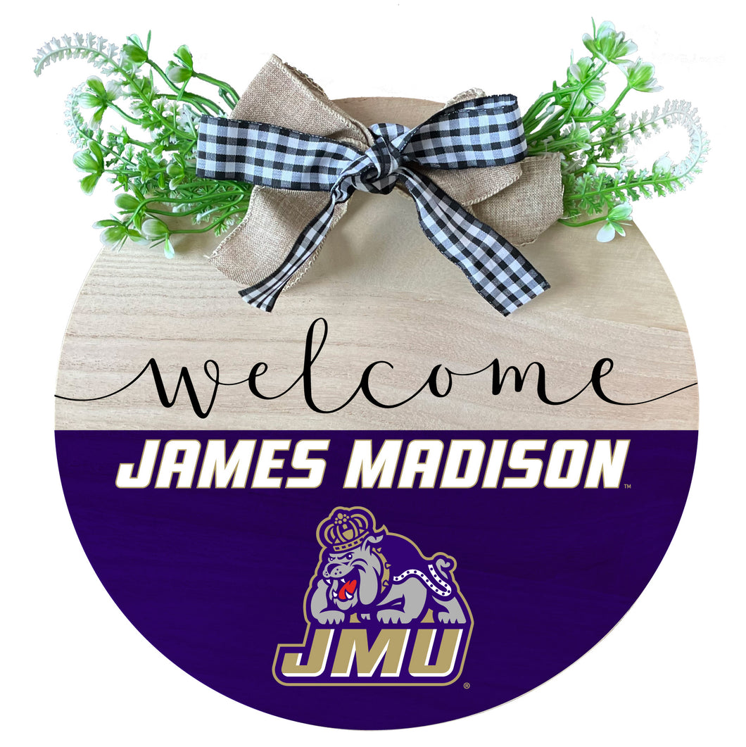 James Madison Dukes Wooden Wreath Welcome Sign Officially Licensed Collegiate Product Single