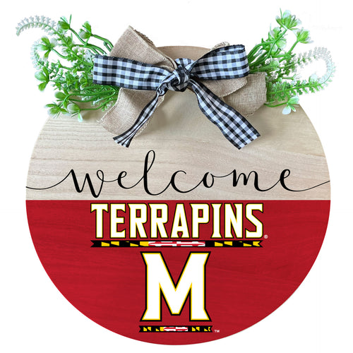 Maryland Terrapins Wooden Wreath Welcome Sign Officially Licensed Collegiate Product 2-Pack