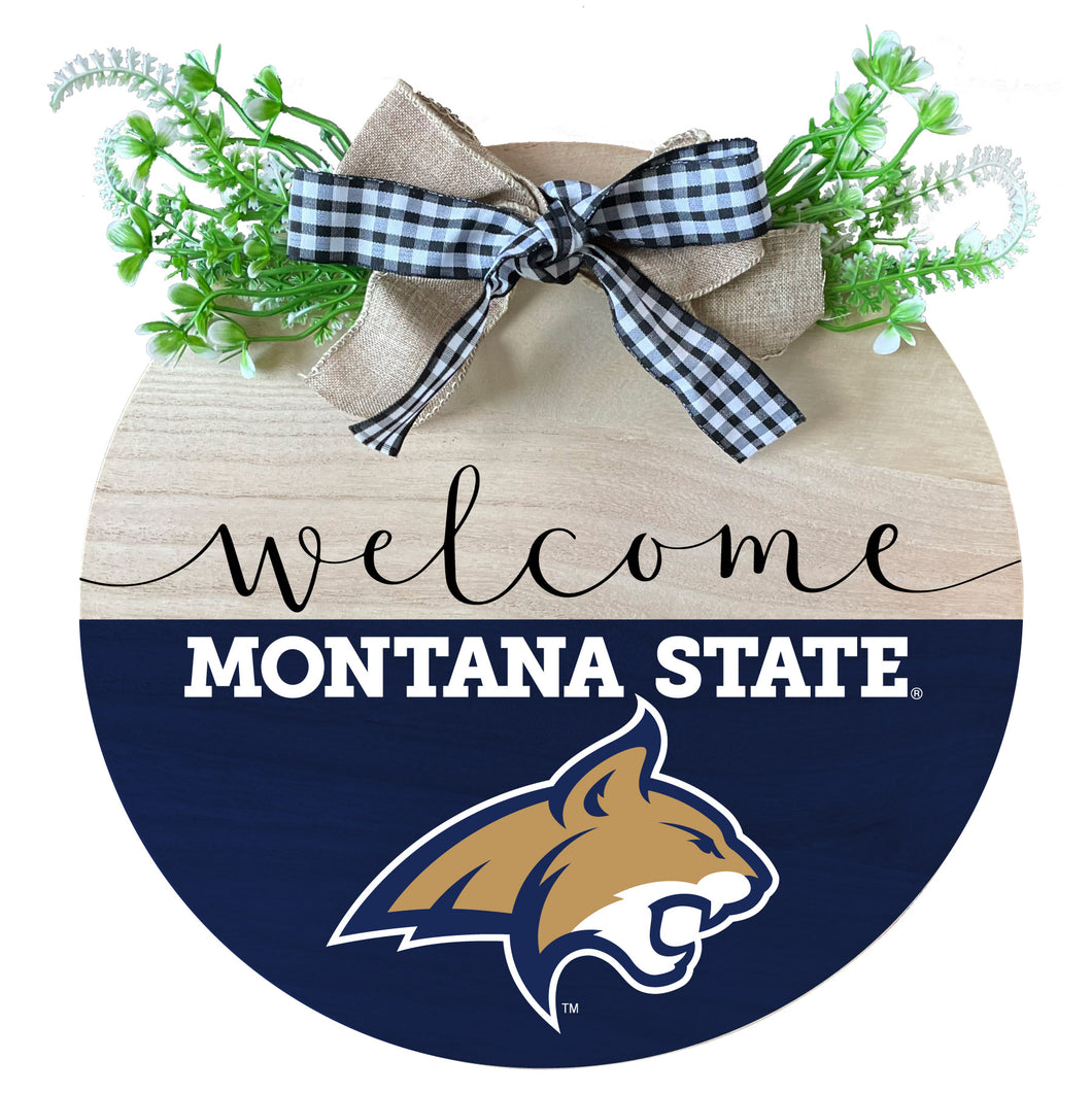 Montana State Bobcats Wooden Wreath Welcome Sign Officially Licensed Collegiate Product Single