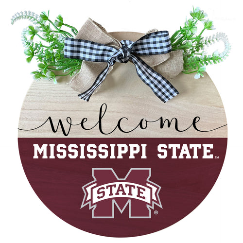 Mississippi State Bulldogs Wooden Wreath Welcome Sign Officially Licensed Collegiate Product Single