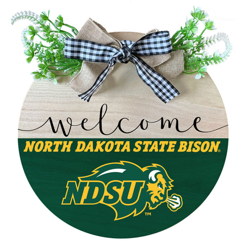 North Dakota State Bison Wooden Wreath Welcome Sign Officially Licensed Collegiate Product Single