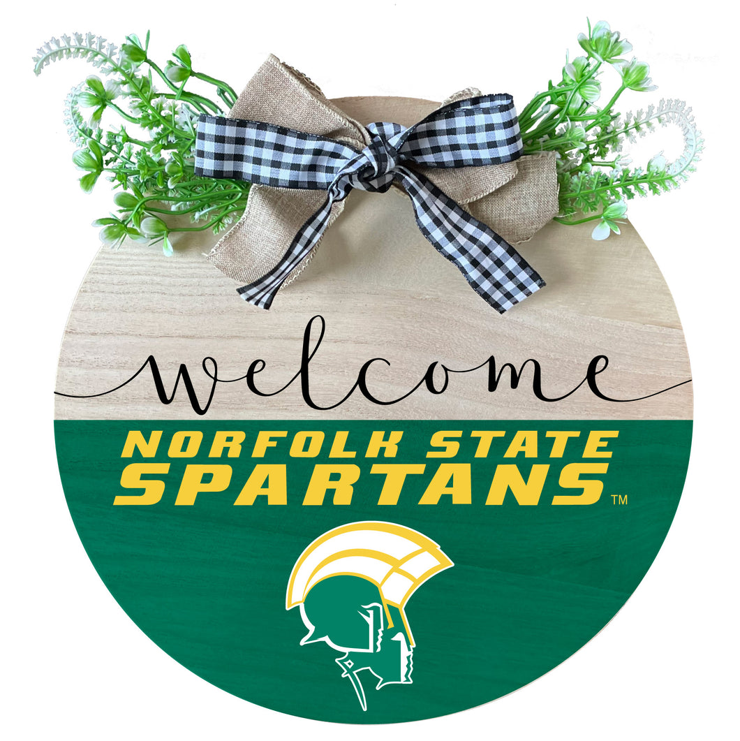 Norfolk State University Wooden Wreath Welcome Sign Officially Licensed Collegiate Product 2-Pack