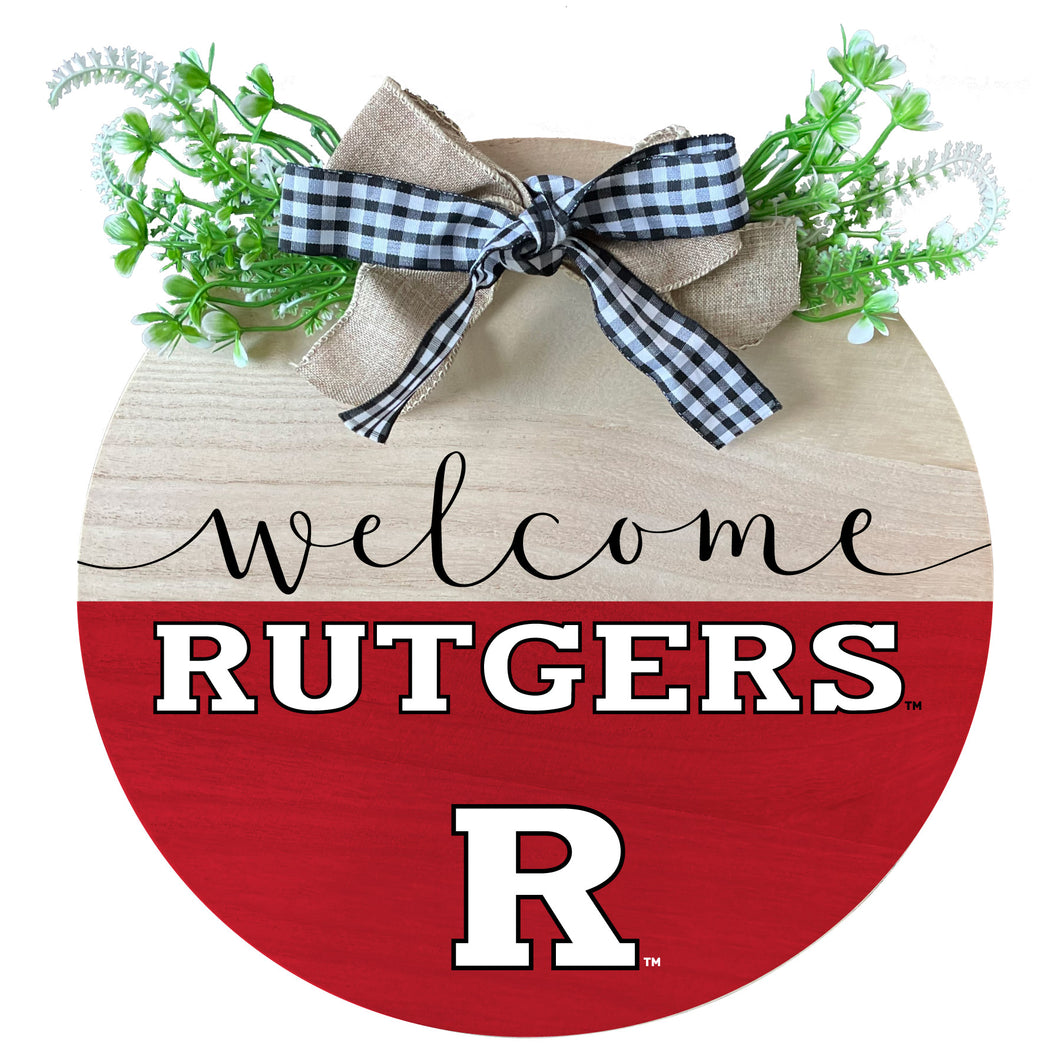 Rutgers Scarlet Knights Wooden Wreath Welcome Sign Officially Licensed Collegiate Product 2-Pack