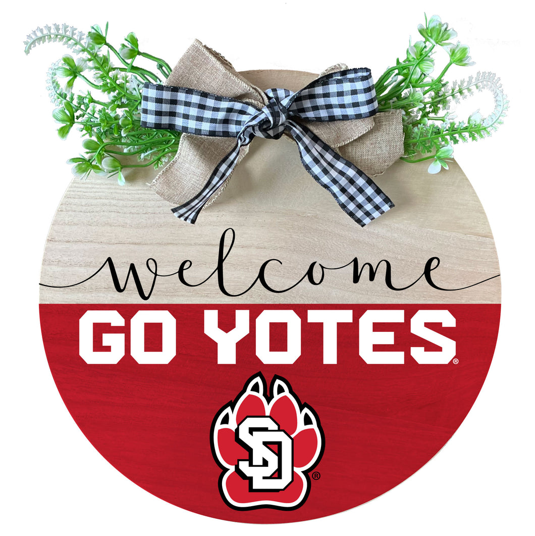 South Dakota Coyotes Wooden Wreath Welcome Sign Officially Licensed Collegiate Product 2-Pack