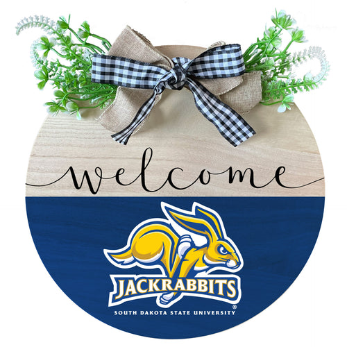 South Dakota State Jackrabbits Wooden Wreath Welcome Sign Officially Licensed Collegiate Product Single