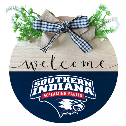 University of Southern Indiana Wooden Wreath Welcome Sign Officially Licensed Collegiate Product Single